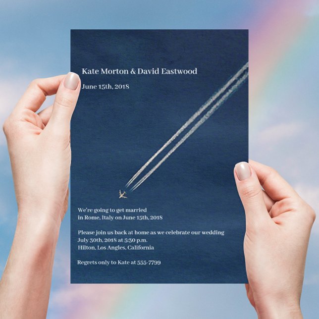 ©Blue High Altitude Airplan Destination Wedding Inbjudningar (Skapare uppladdad)