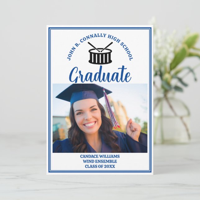 Blue High School Band Photo Studenten Meddelande (Stående Fram)