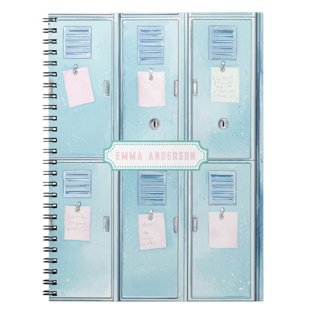 Blue High School Lockers Anteckningsbok (Framsidan)