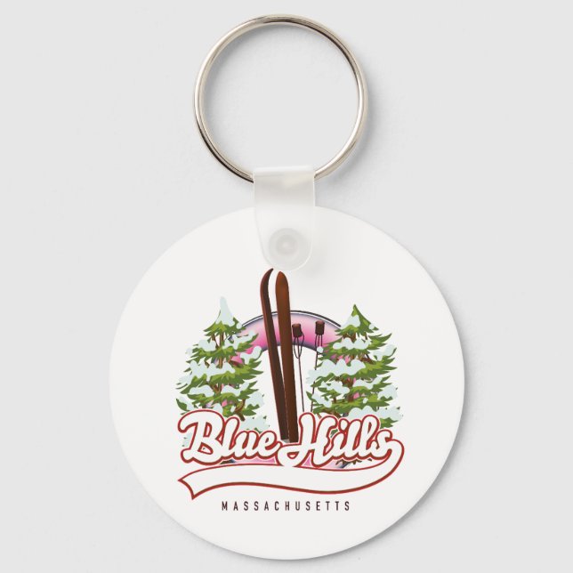 Blue Hills Massachusetts Ski logotyp Nyckelring (Framsida)