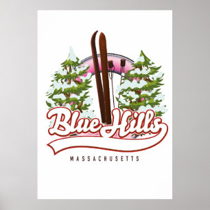 Blue Hills Massachusetts Ski logotyp Poster