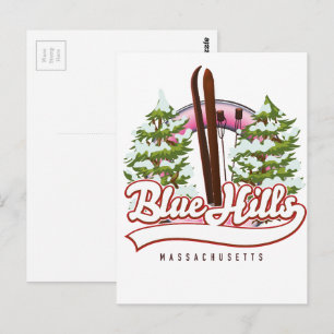 Blue Hills Massachusetts Ski logotyp Vykort