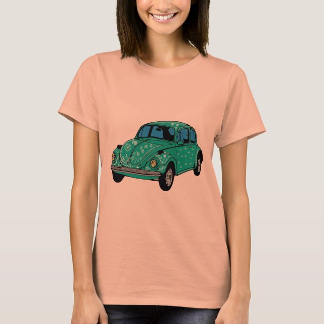 Blue Hippie Car Raglan T-Shirt (Framsida)