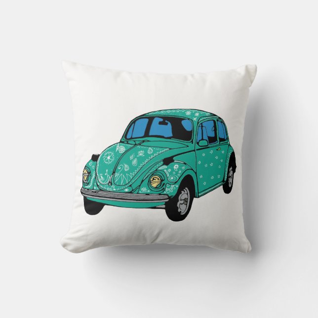 Blue Hippie Car Throw Cushion Kudde (Framsida)