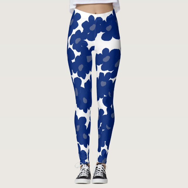Blue Hippie Flowers Leggings (Framsida)