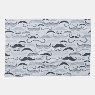 Blue Hipster Mustacher Kökshandduk