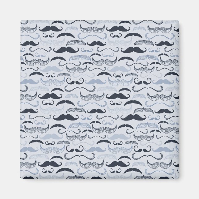 Blue Hipster Mustacher Magnet (Framsidan)