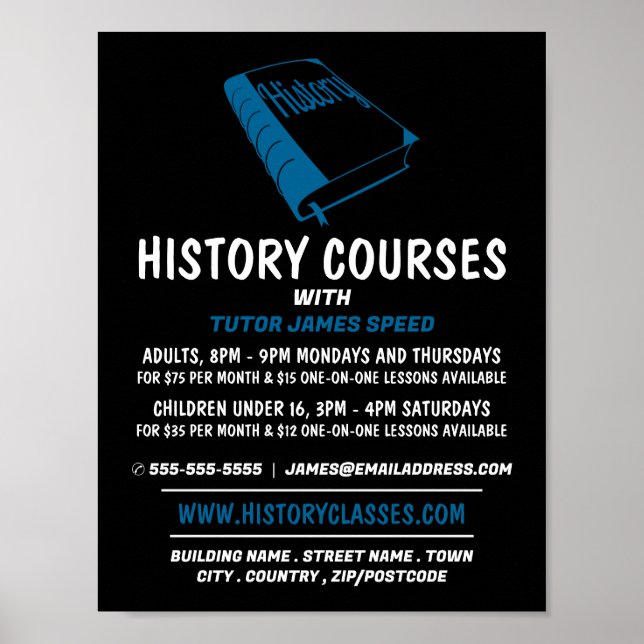 Blue History Bok, History Courtising Advertising Poster (Framsidan)