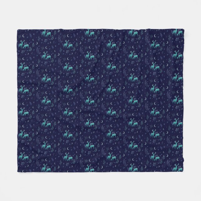 Blue Hjort Fleece Blanket (Framsidan (Horisontell))