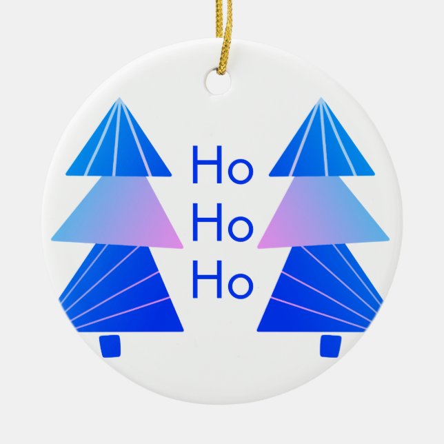 Blue Ho Ho Ho jul Julgransprydnad Keramik (Framsidan)