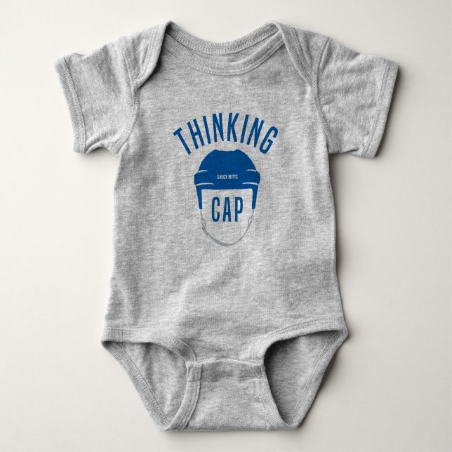 Blue Hockey Helmet Thinking Cap Baby Bodykostym T Shirt (Framsida)
