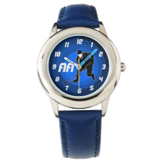 Blue Hockey Player Silhouette Armbandsur