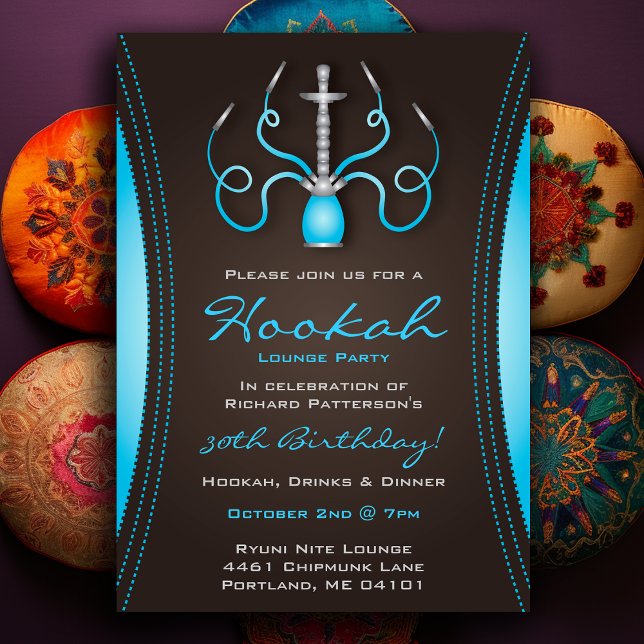 Blue Holi Hookah Party-inbjudan Inbjudningar (Blue Holi Hookah Party Invitation
)
