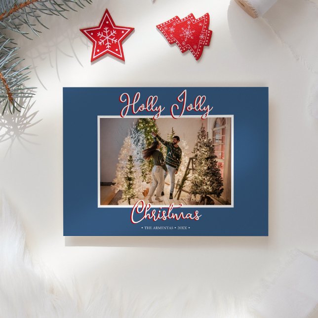 Blue Holly Jolly-julfoto och Brev Julkort (Skapare uppladdad)