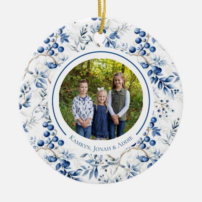 Blue Holly Toile Circle Ornament (Framsidan)