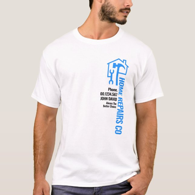 Blue Home Handyman Verktyg T Shirt (Framsida)