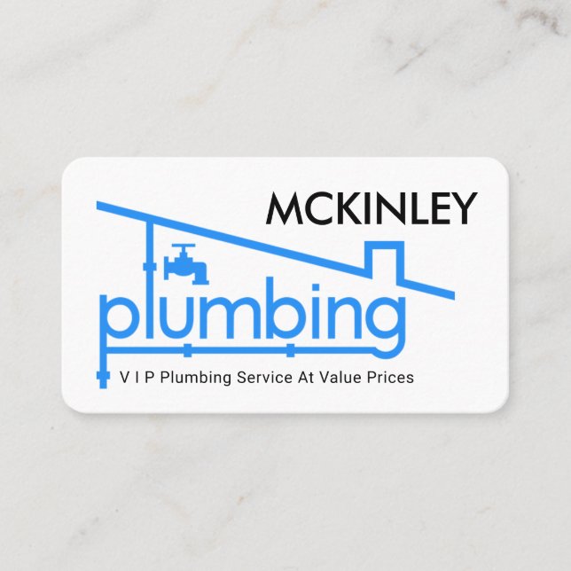 Blue Home Plumbing Pipe System Plumber Repair Visitkort (Framsida)