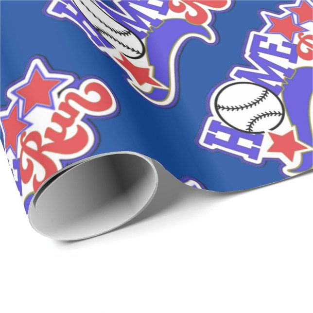 Blue Home Springa Baseball Presentpapper (Rullad Hörn)