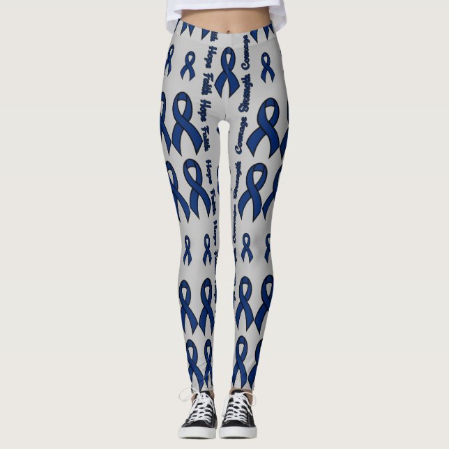 Blue Hope Faith Strength Courage ...RA Leggings (Framsida)
