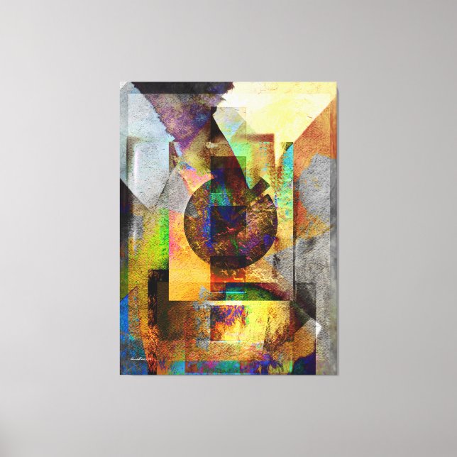 Blue Hope Geometric Industrial Grunge Art 7 Canvastryck (Framsida)