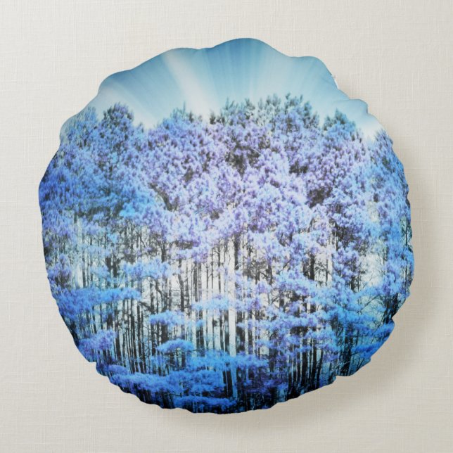 Blue Hope Glow Forest Rund Kudde (Baksidan)