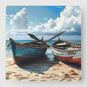 "Blue Horizon". Ett färgstarkt avslappnande Boat-S Fyrkantig Klocka