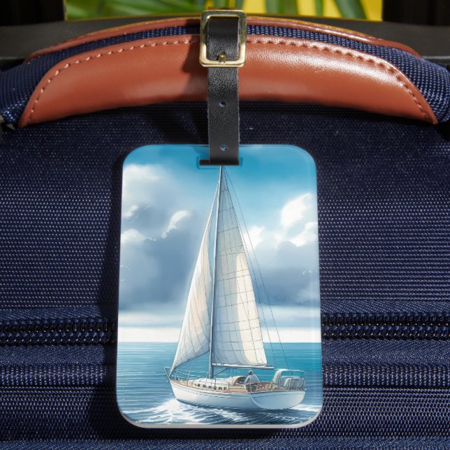 Blue Horizon Solitary Sailboat Bagagebricka (Framsida Insitu 2)