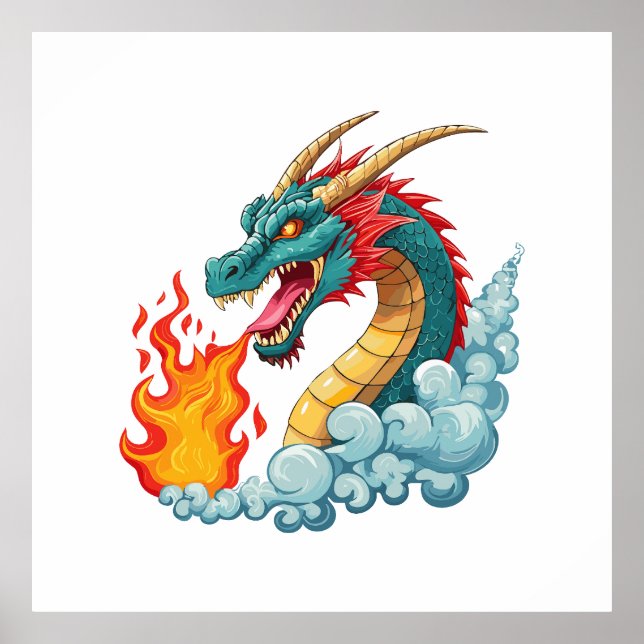 Blue horned dragon poster (Framsidan)