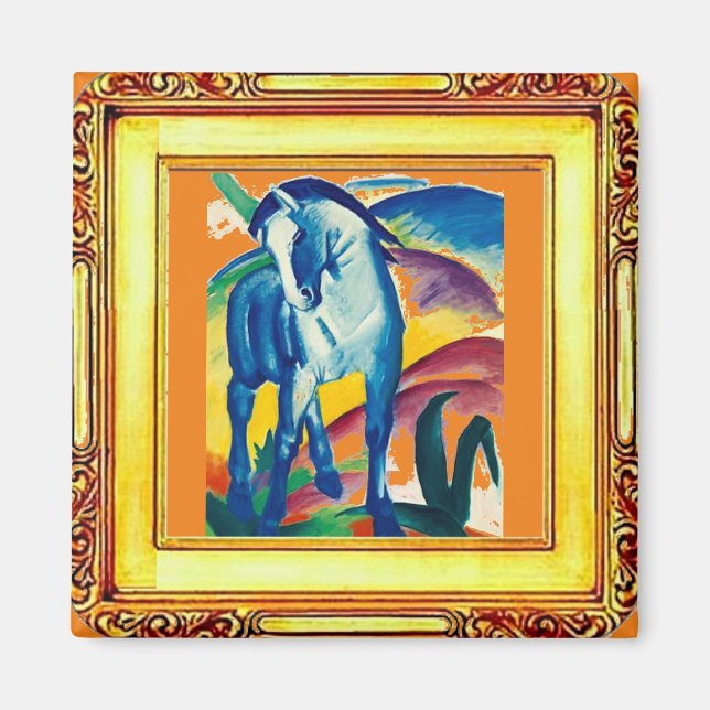Blue Horse av Franz Marc Magnet (Framsidan)