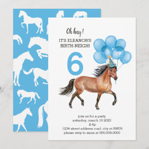 Blue Horse Birthday ///Oh Hay Det är din födelseda Inbjudningar