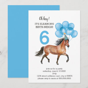 Blue Horse Birthday ///Oh Hay Det är din födelseda Inbjudningar
