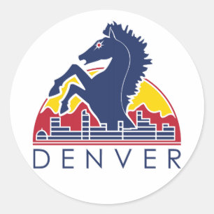 Blue Horse Denver Logotyp Runt Klistermärke