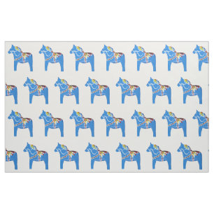 Blue Horse Fabric Tyg