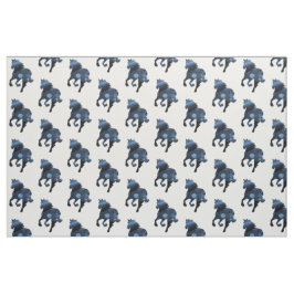 Blue Horse Fabric Tyg