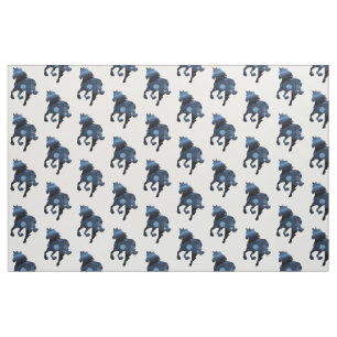 Blue Horse Fabric Tyg