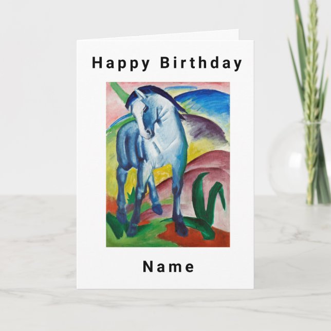 Blue Horse Franz Marc Birthday Card Kort (Framsida)