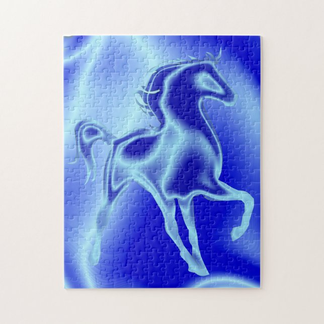 Blue Horse Jigszle Puzzle Gift Pussel (Vertikal)