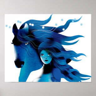 Blue Horse och en Girl Poster