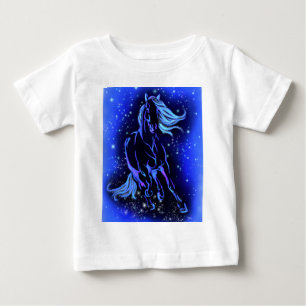 Blue Horse Running Baby T-Shirt Gift Starry Natt g