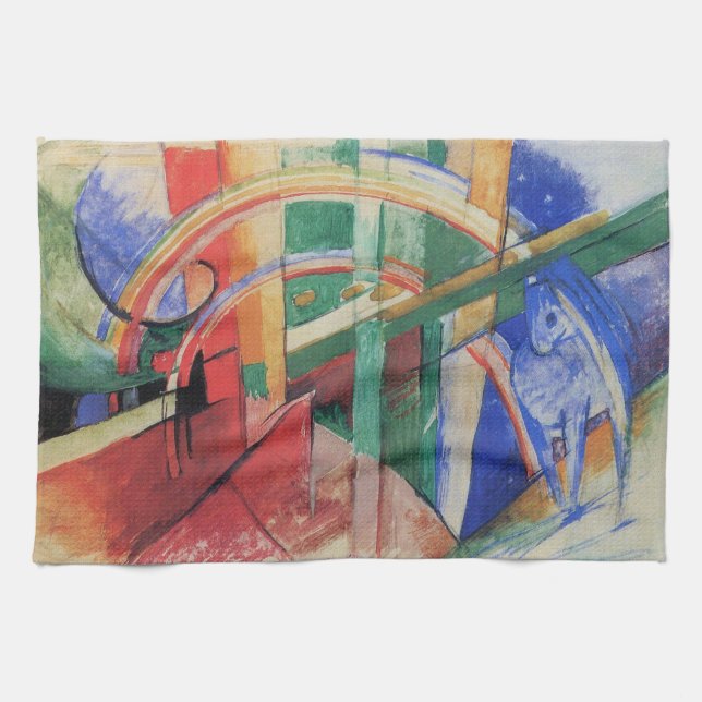 Blue Horse with Rainbow by Franz Marc Kökshandduk (Horisontell)