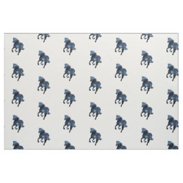 Blue Horses Fabric Tyg