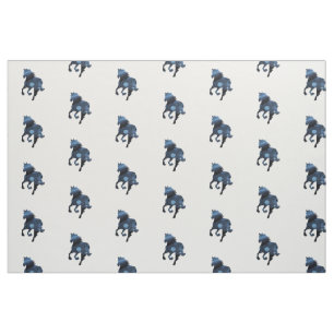 Blue Horses Fabric Tyg
