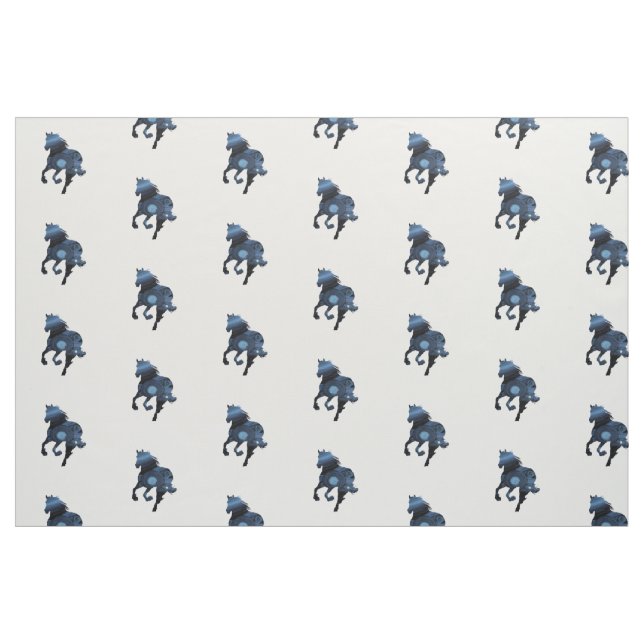 Blue Horses Fabric Tyg (Fat Quarter)