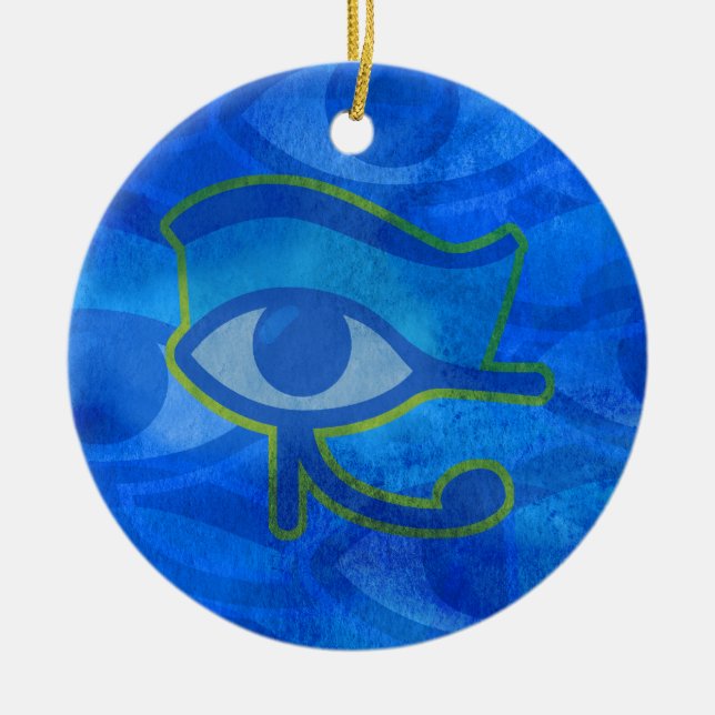Blue Horus Öga Julgransprydnad Keramik (Framsidan)