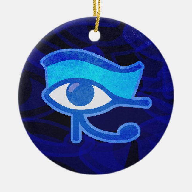 Blue Horus Öga Julgransprydnad Keramik (Framsidan)