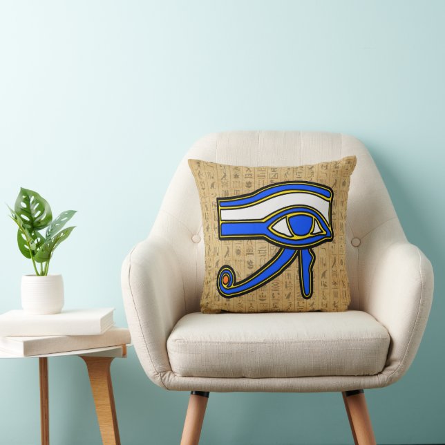 Blue Horus Öga på hieroglyfer Kudde (Stol)