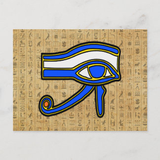 Blue Horus Öga på hieroglyfer Vykort