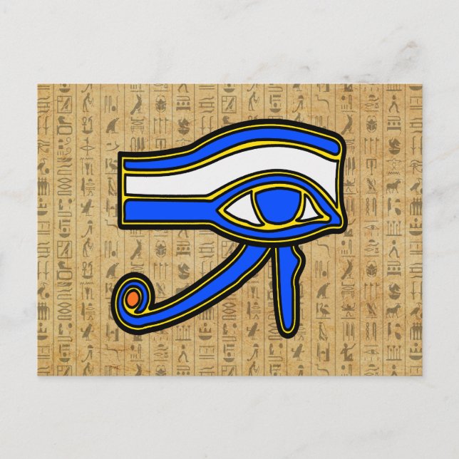 Blue Horus Öga på hieroglyfer Vykort (Framsida)