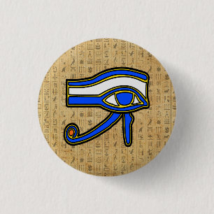 Blue Horus Öga på knappen Hieroglyfer Knapp