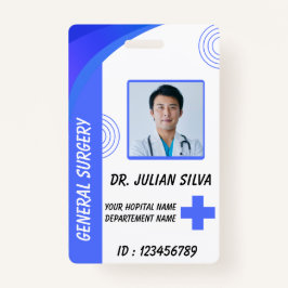 Blue Hospital Employee ID Badge Template